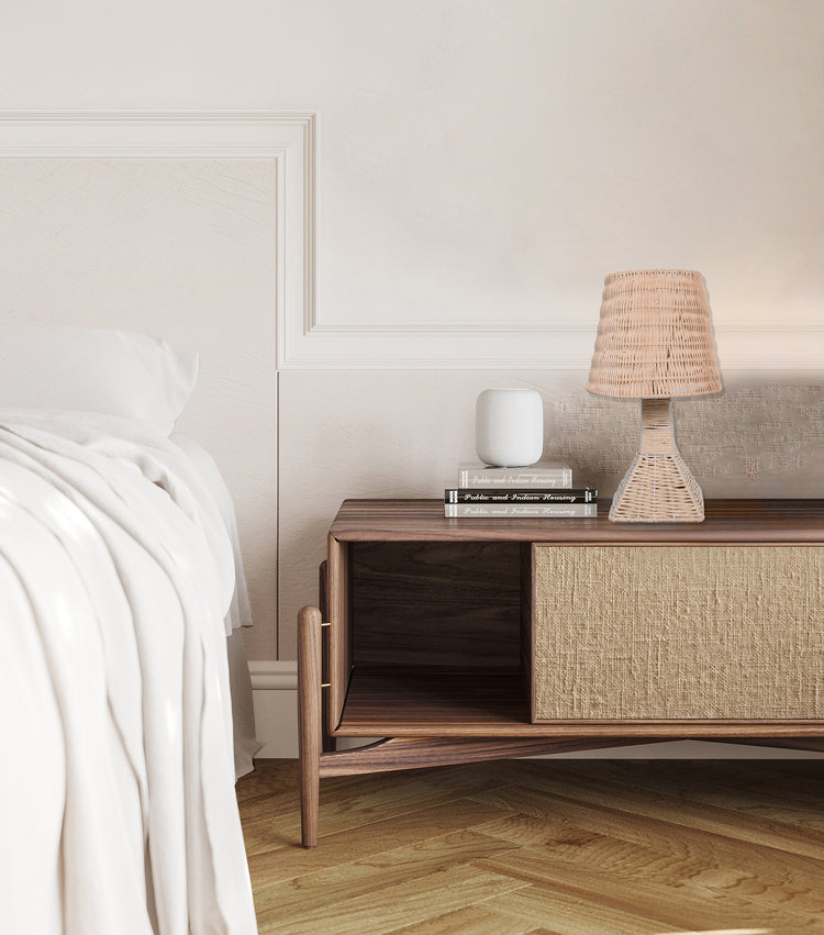 Modern Boho Rattan Table Lamp Woven bedside Light