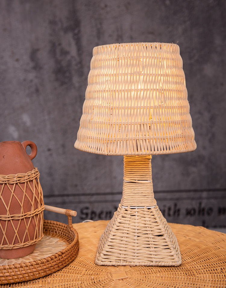 Modern Boho Rattan Table Lamp Woven bedside Light