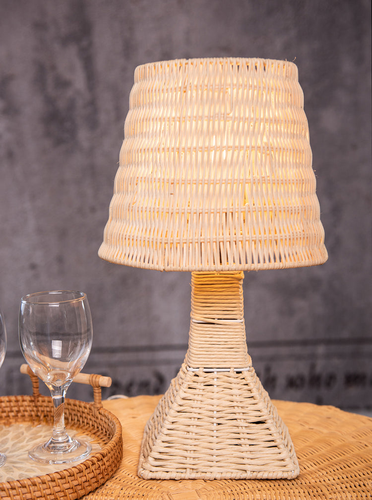 Modern Boho Rattan Table Lamp Woven bedside Light