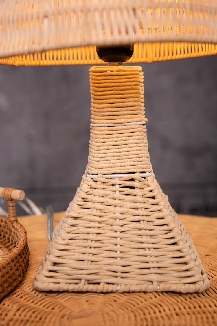 Modern Boho Rattan Table Lamp Woven bedside Light