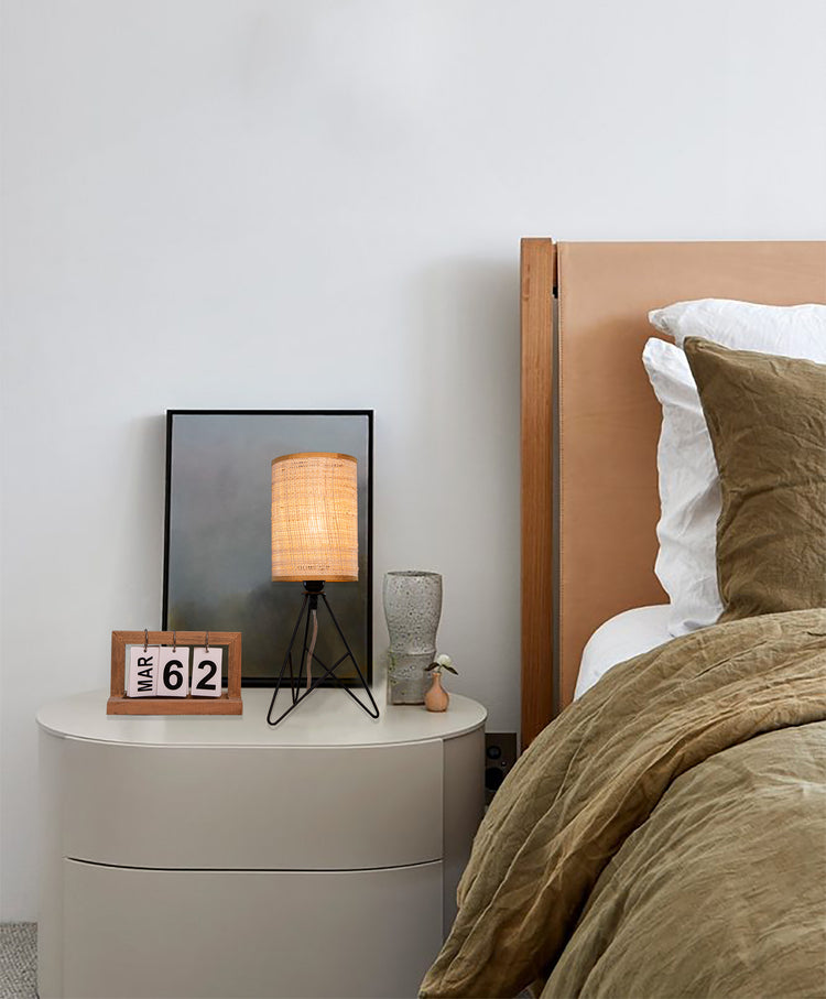 Mini Modern table Lamp With Rattan Shade