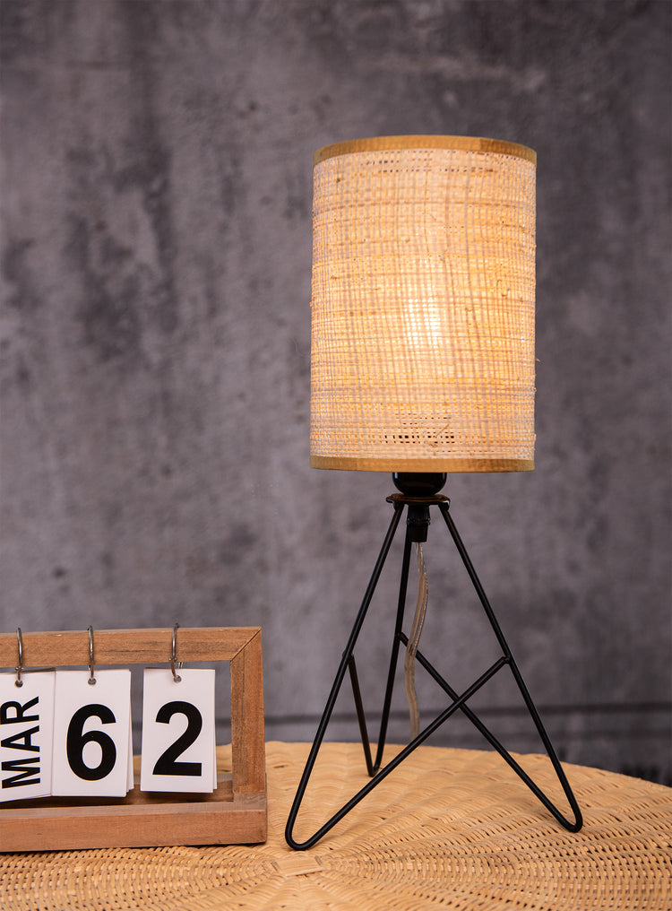 Mini Modern table Lamp With Rattan Shade