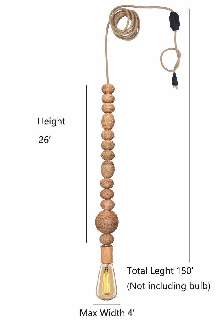 Handmade Plug In Ornament Pendant Bedside Light