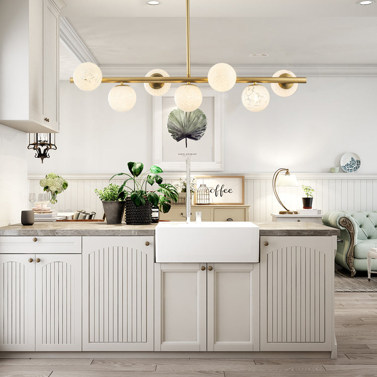 Diana 7-Light Modern Gold Linear Chandelier For Kitchen Island G9 Bulbs Included