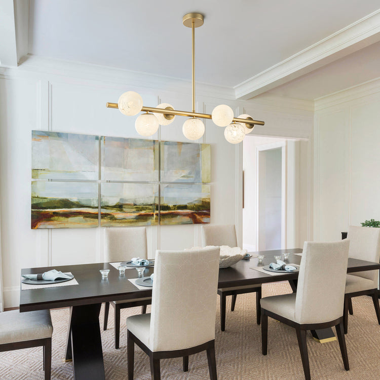 Diana 7-Light Modern Gold Linear Chandelier For Kitchen Island G9 Bulbs Included