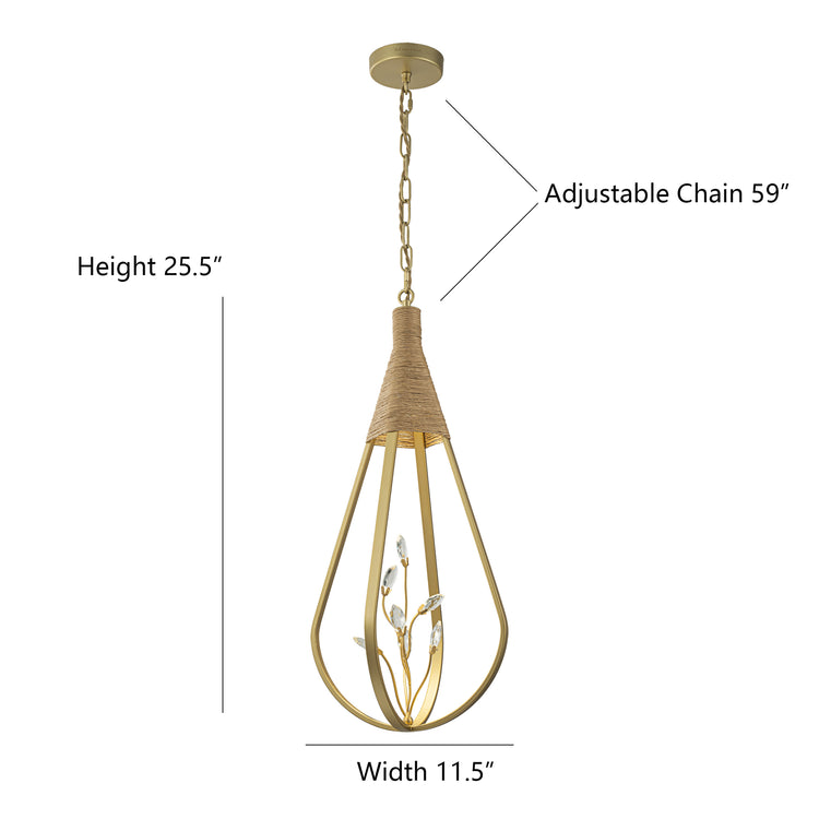 Dawana 1-Light Brushed Brass Pendant Light Bulbs Included