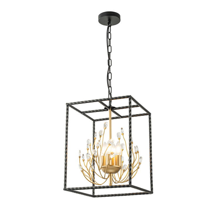 Elise 4-Light Modern Kitchen Lantern Chandelier with Crystal Accents