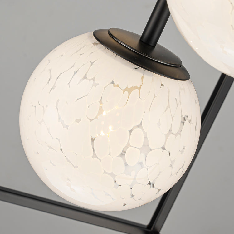 Diana 5-Light Contemporary Foyer Hall Lantern Chandelier Art Deco Marbleized Glass Shades in Matte Black, Bulbs Included