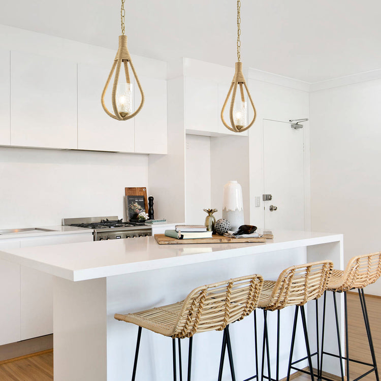 Dawana 1-Light Farmhouse Kitchen Pendant Light with Glass Shade