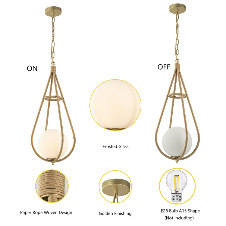 Dilana 1-Light Modern Rattan Kitchen Pendant Light