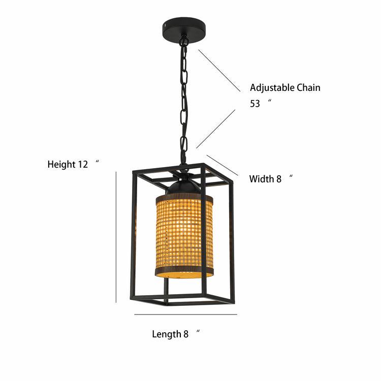 Nyla 1-Light Rattan Outdoor/Indoor Coastal Boho Lantern Pendant Light
