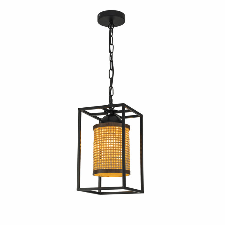Nyla 1-Light Rattan Outdoor/Indoor Coastal Boho Lantern Pendant Light