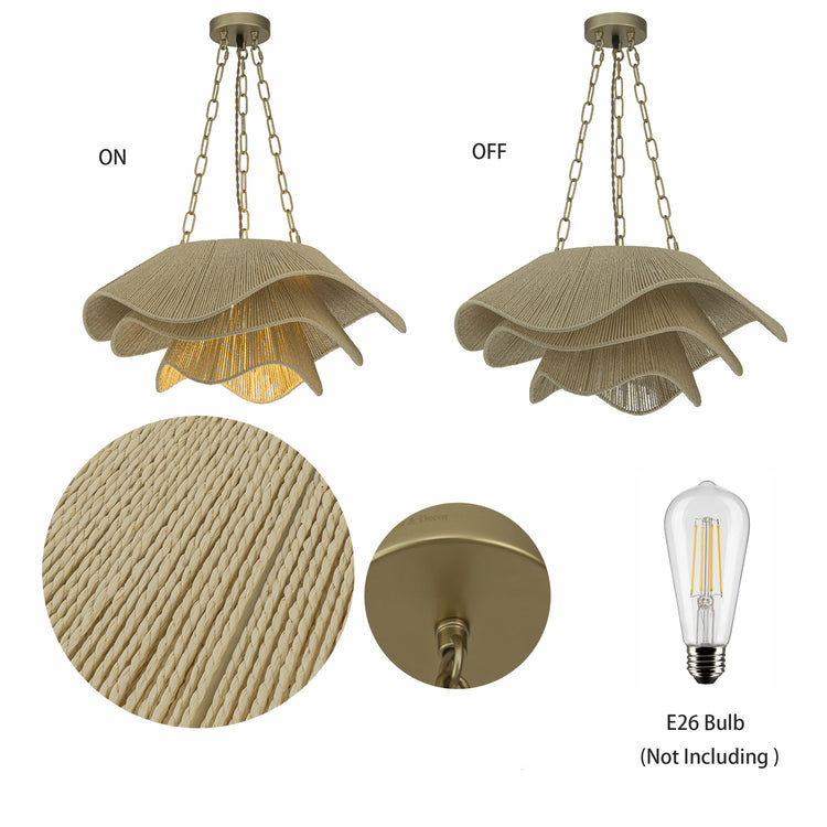 Alana 1-Light Rattan Tiered Pendant, Coastal Boho - Handwoven