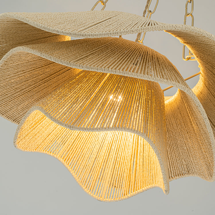 Alana 1-Light Rattan Tiered Pendant, Coastal Boho - Handwoven