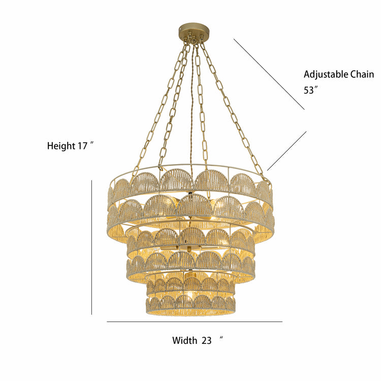 Auris 7-Light Rattan Tiered Chandelier, Coastal Boho - Handwoven