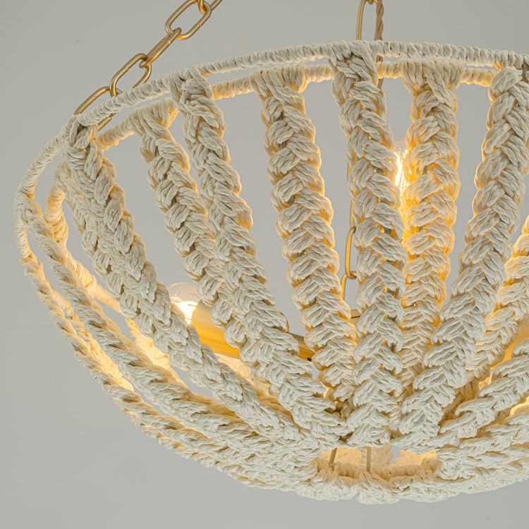 Sable 3-Light Rattan Chandelier, Coastal Boho - Handwoven