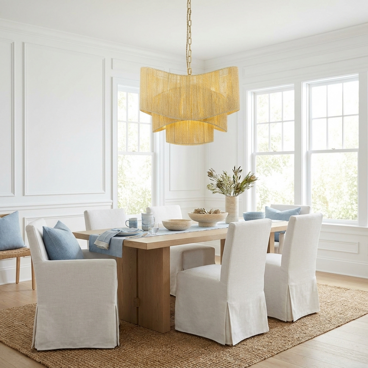 Sienna 3-Light Rattan Tiered Chandelier, Coastal Boho - Handwoven