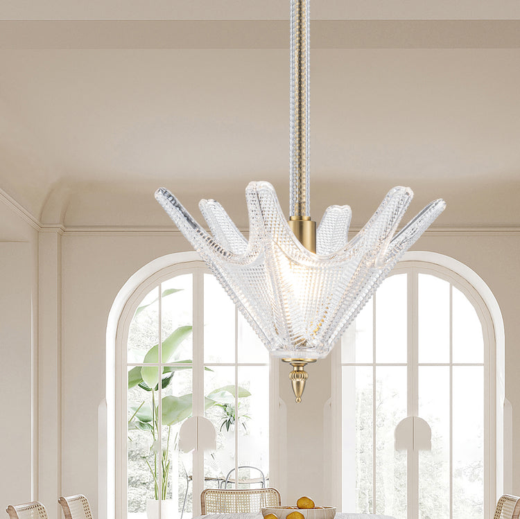 Chiara 1-Light Handmade Unique Statement Glass Pendant Light Modern Kitchen Hanging Light in Brass Finish