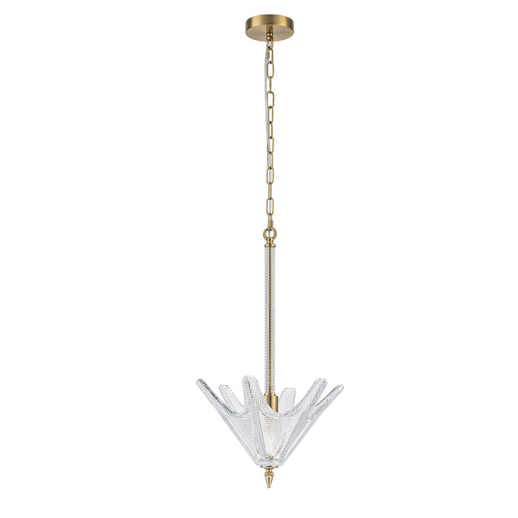 Chiara 1-Light Handmade Unique Statement Glass Pendant Light Modern Kitchen Hanging Light in Brass Finish