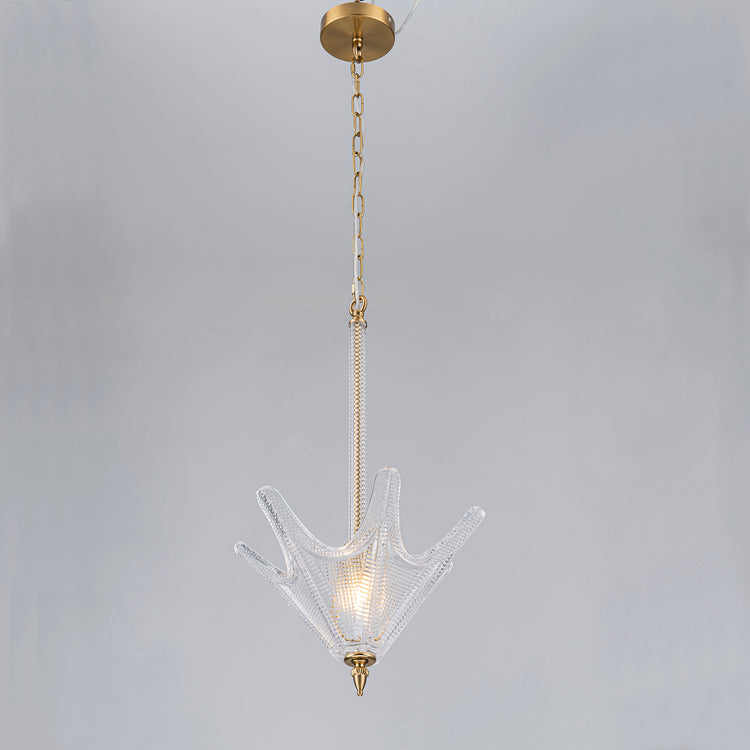Chiara 1-Light Handmade Unique Statement Glass Pendant Light Modern Kitchen Hanging Light in Brass Finish
