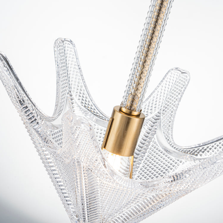 Chiara 1-Light Handmade Unique Statement Glass Pendant Light Modern Kitchen Hanging Light in Brass Finish