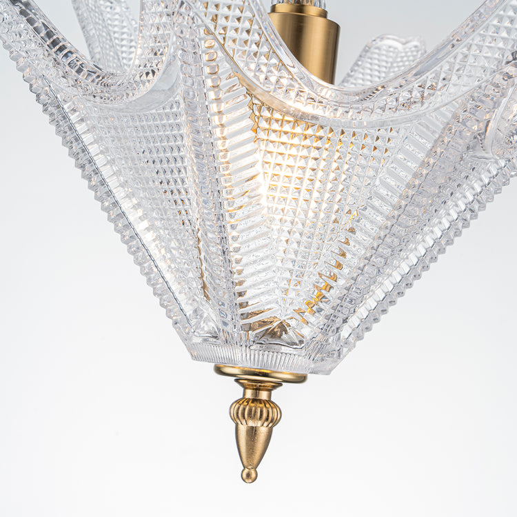 Chiara 1-Light Handmade Unique Statement Glass Pendant Light Modern Kitchen Hanging Light in Brass Finish