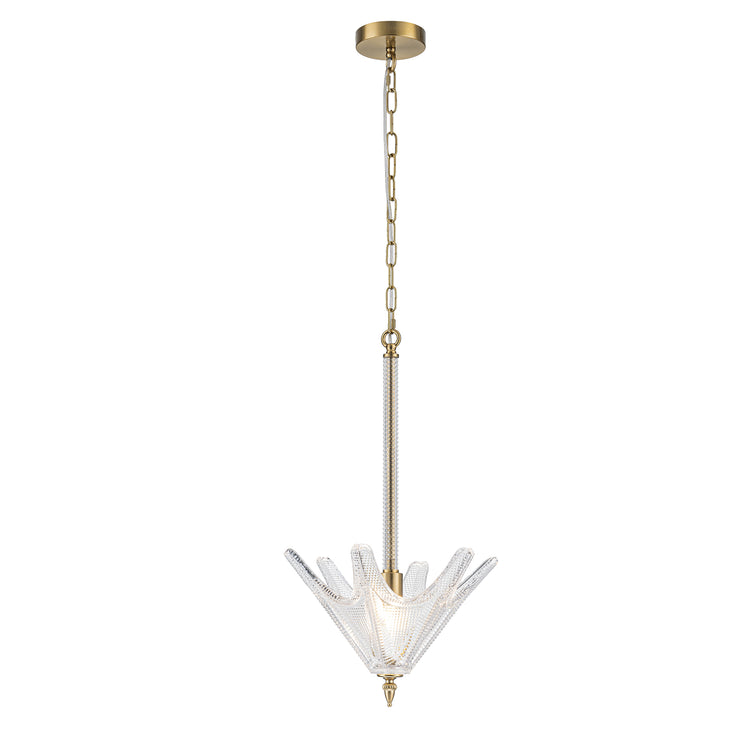 Chiara 1-Light Handmade Unique Statement Glass Pendant Light Modern Kitchen Hanging Light in Brass Finish