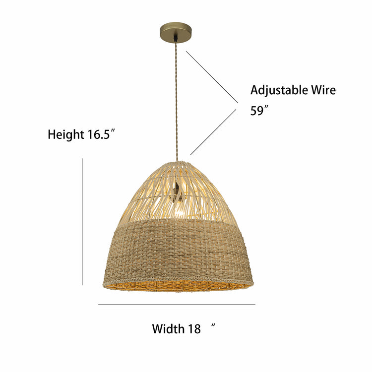 Willa 1-Light Rattan Dome Pendant, Coastal Boho - Handwoven