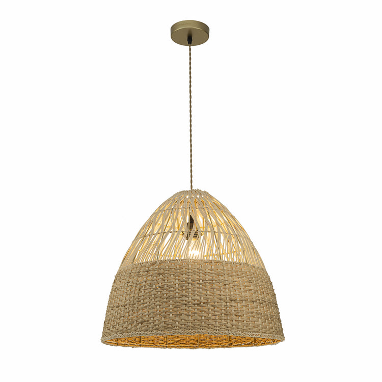 Willa 1-Light Rattan Dome Pendant, Coastal Boho - Handwoven