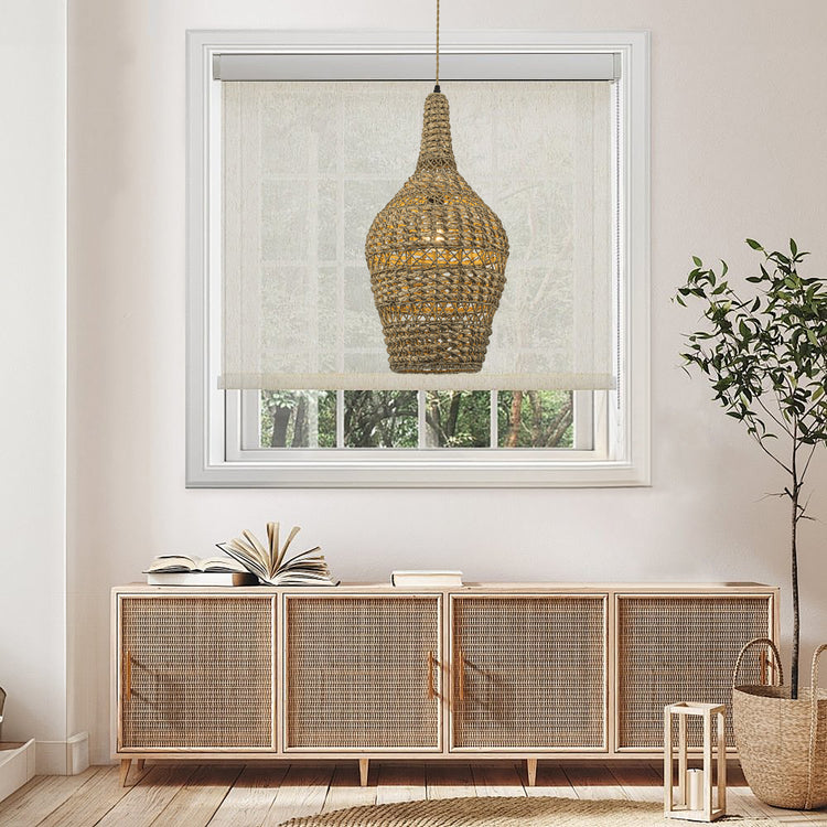 Homa Large Rattan Pendant Light, Coastal Boho Handwoven Statement Lighting