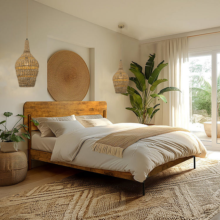 Homa Large Rattan Pendant Light, Coastal Boho Handwoven Statement Lighting