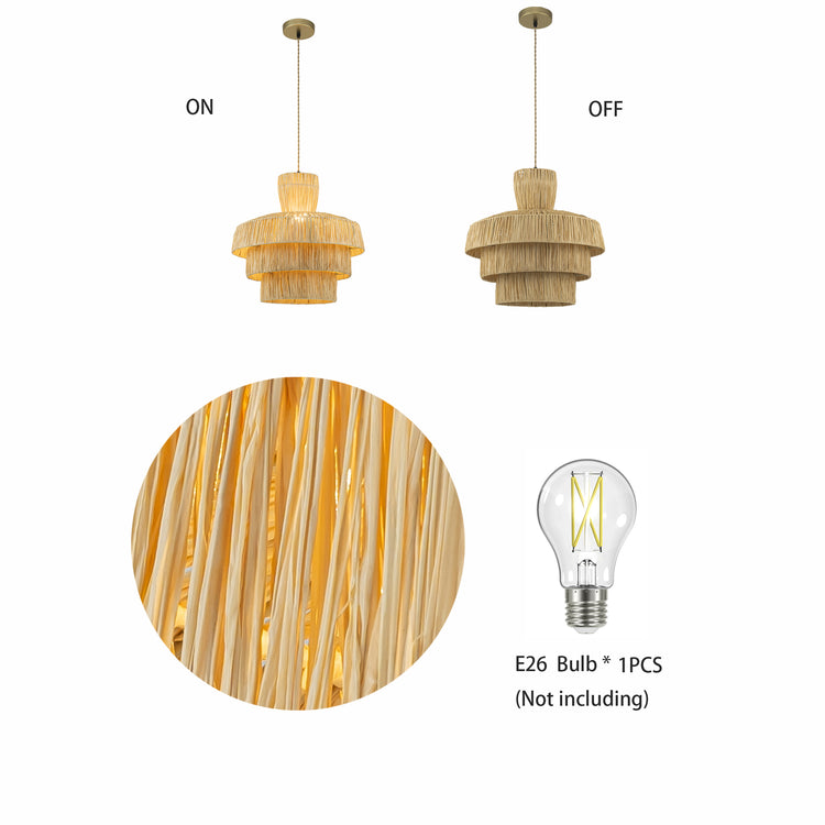 Marta 3-Tier Rattan Pendant Chandelier, Coastal Boho Handwoven Lighting