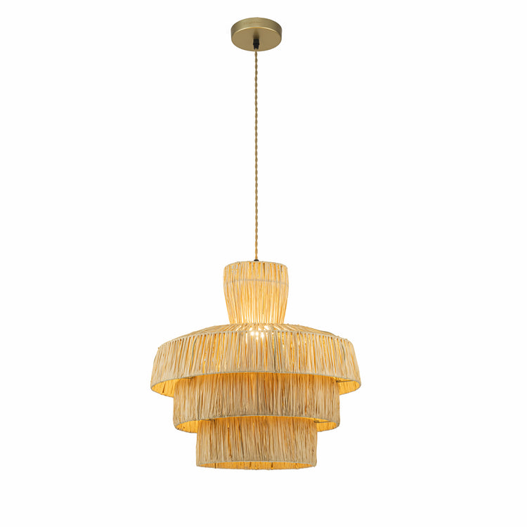 Marta 3-Tier Rattan Pendant Chandelier, Coastal Boho Handwoven Lighting