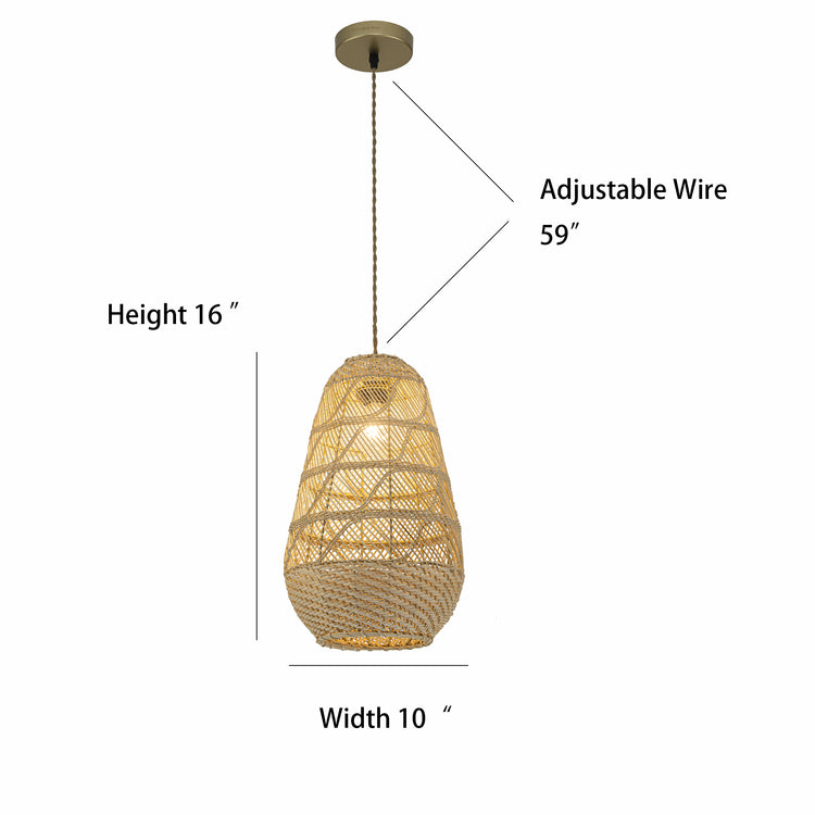 Kai 1-Light Rattan Pendant, Coastal Boho Japandi - Handwoven
