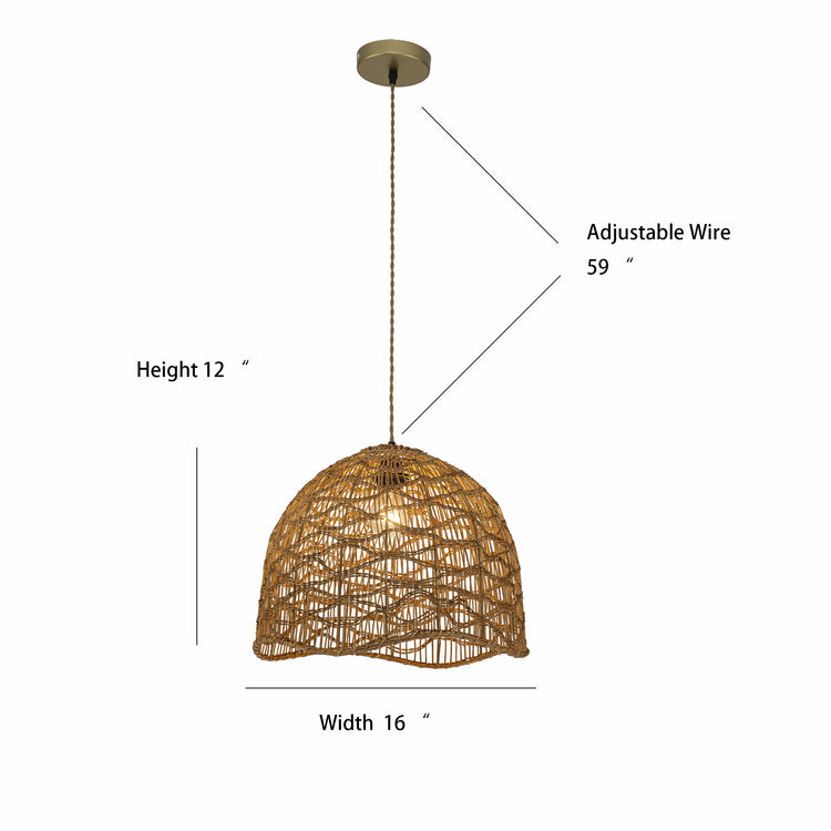 Nami 1-Light Rattan Dome Pendant, Japandi Boho - Handwoven