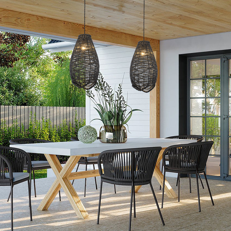 Kyoto Handwoven Rattan Pendant Light, Coastal Boho Japandi Natural Woven Lighting
