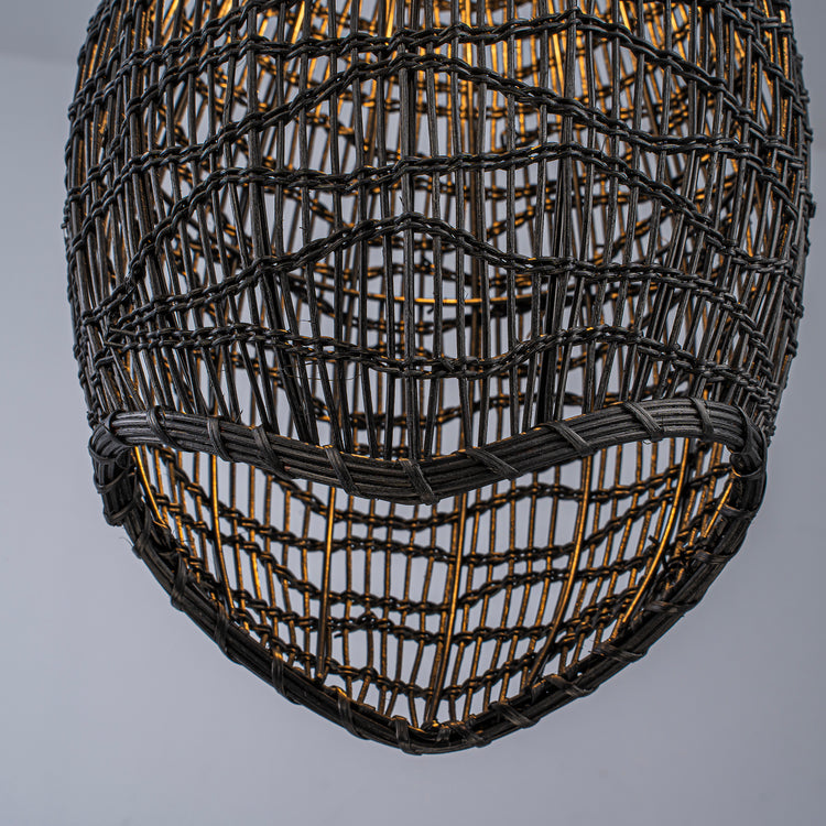 Kyoto Handwoven Rattan Pendant Light, Coastal Boho Japandi Natural Woven Lighting