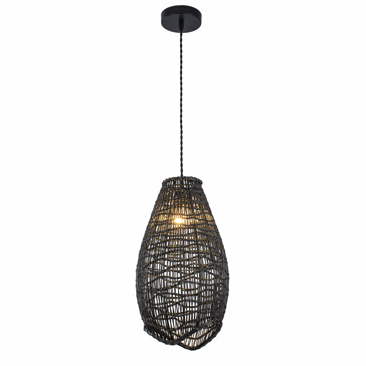 Kyoto Handwoven Rattan Pendant Light, Coastal Boho Japandi Natural Woven Lighting