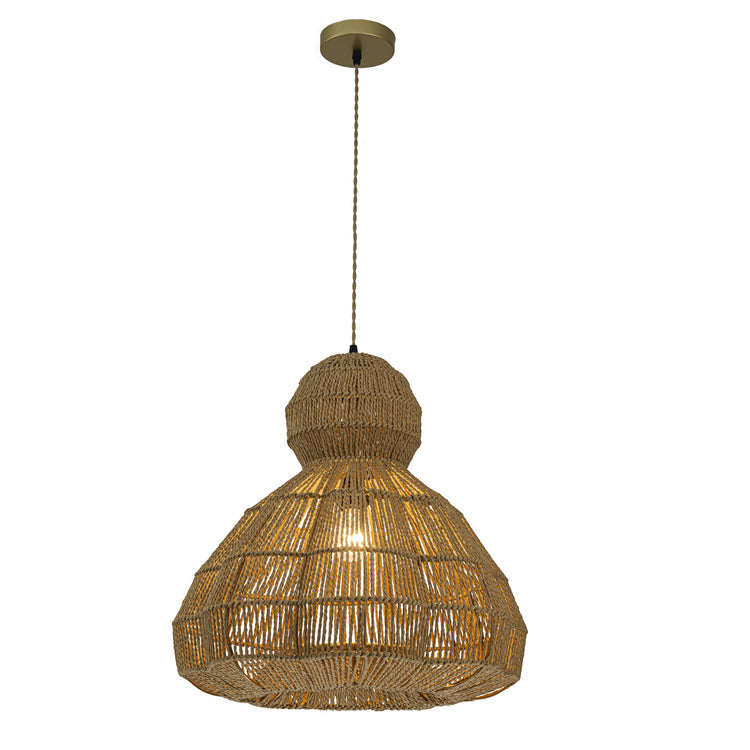 Ciel 1-Light Rattan Hemp Scalloped Pendant, Coastal Boho - Handwoven