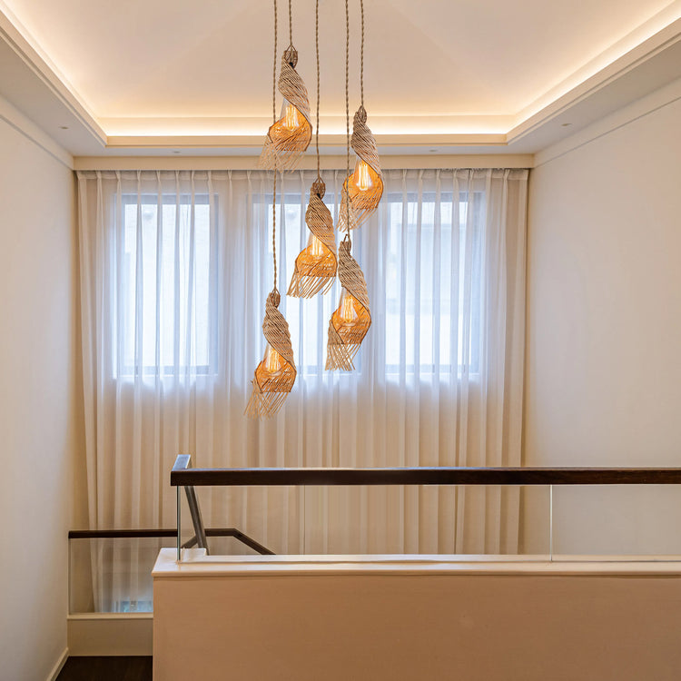 Dena 5-Light Multi Pendant Modern Rattan Cluster Chandelier