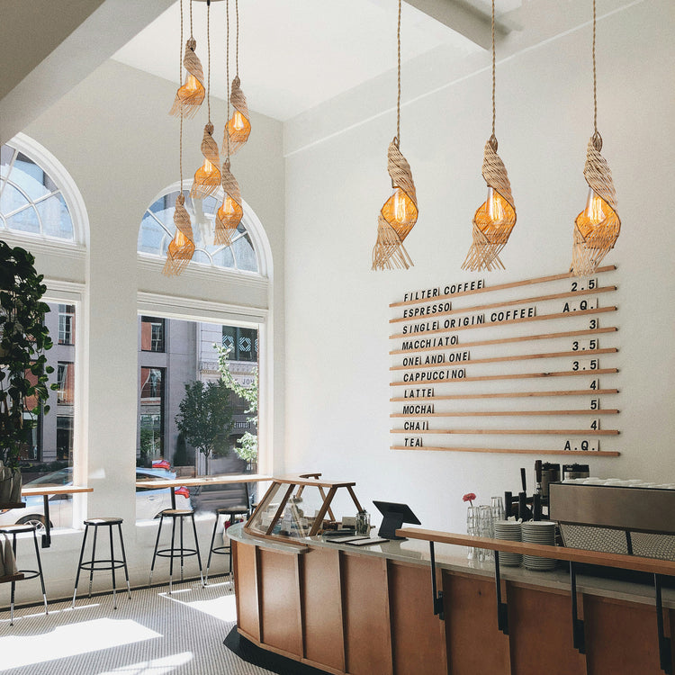Dena 5-Light Multi Pendant Modern Rattan Cluster Chandelier