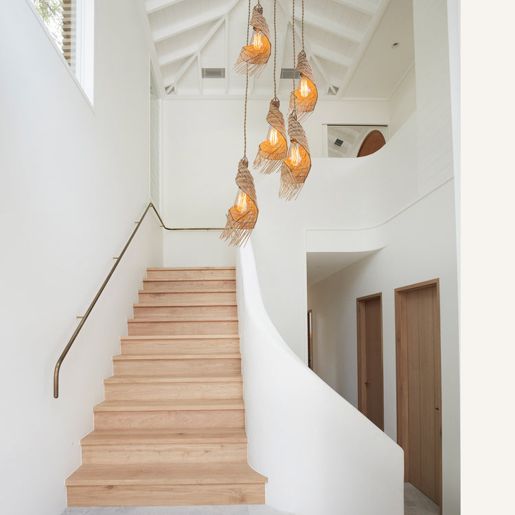 Dena 5-Light Multi Pendant Modern Rattan Cluster Chandelier