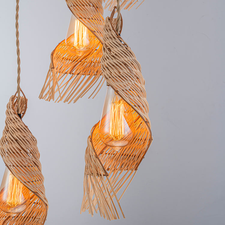 Dena 5-Light Multi Pendant Modern Rattan Cluster Chandelier