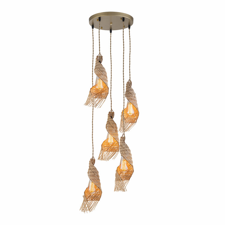 Dena 5-Light Multi Pendant Modern Rattan Cluster Chandelier