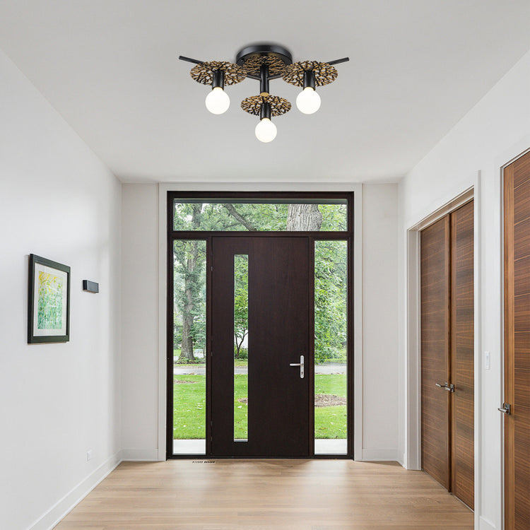 Evelyn 3-Light Rustic Farmhouse Semi Flush Mount Ceiling Light Antique Brushed Black