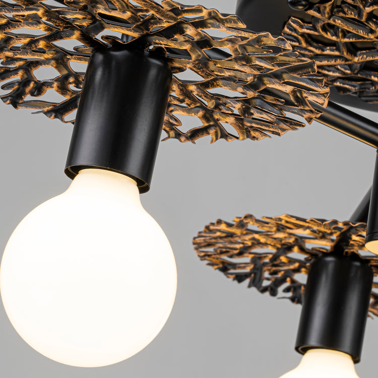 Evelyn 3-Light Rustic Farmhouse Semi Flush Mount Ceiling Light Antique Brushed Black