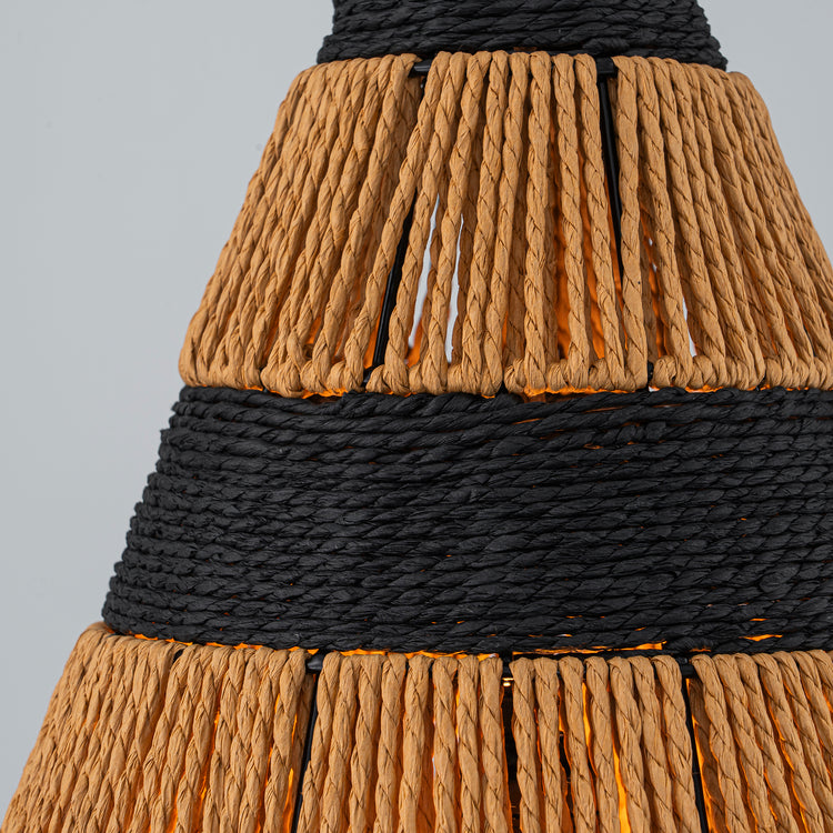 Marina 1-Light Farmhouse Woven Cone Hanging Light in Brass