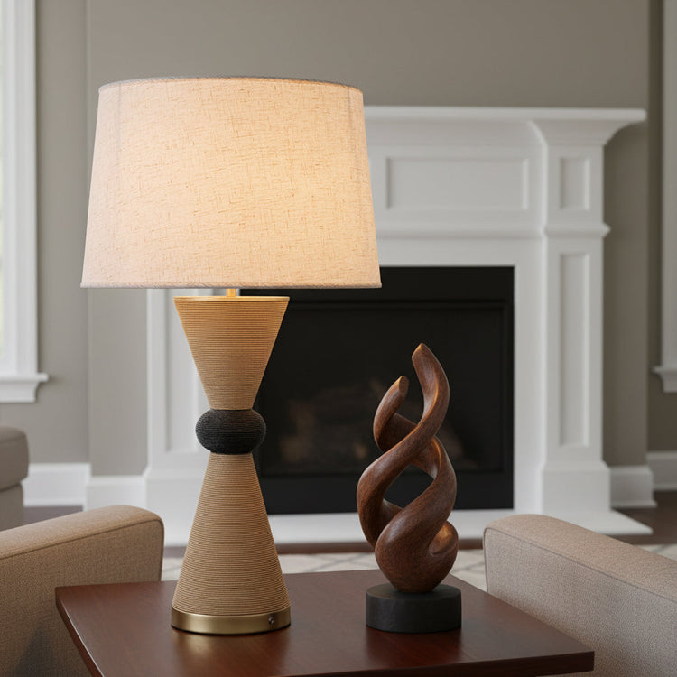 Alba 28 in. Rattan Table Lamp with USB 3-Way Touch Dimmer