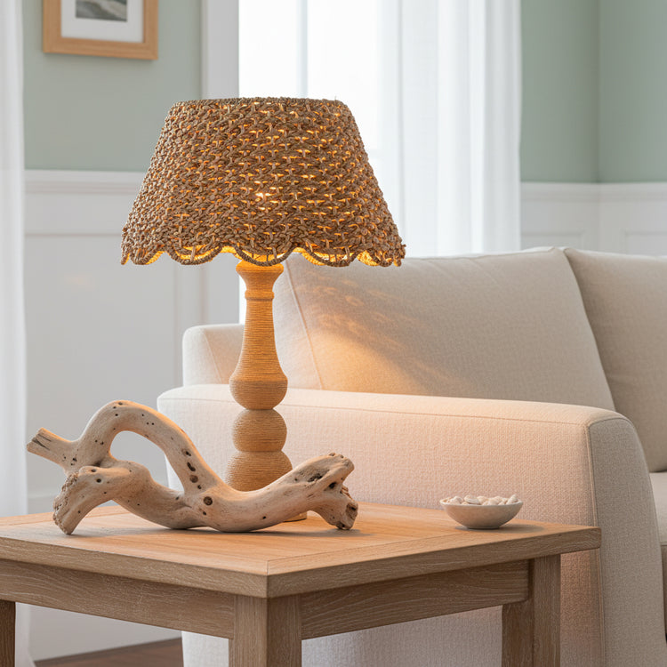 Onda 26 in. Rattan Table Lamp with USB 3-Way Touch Dimmer