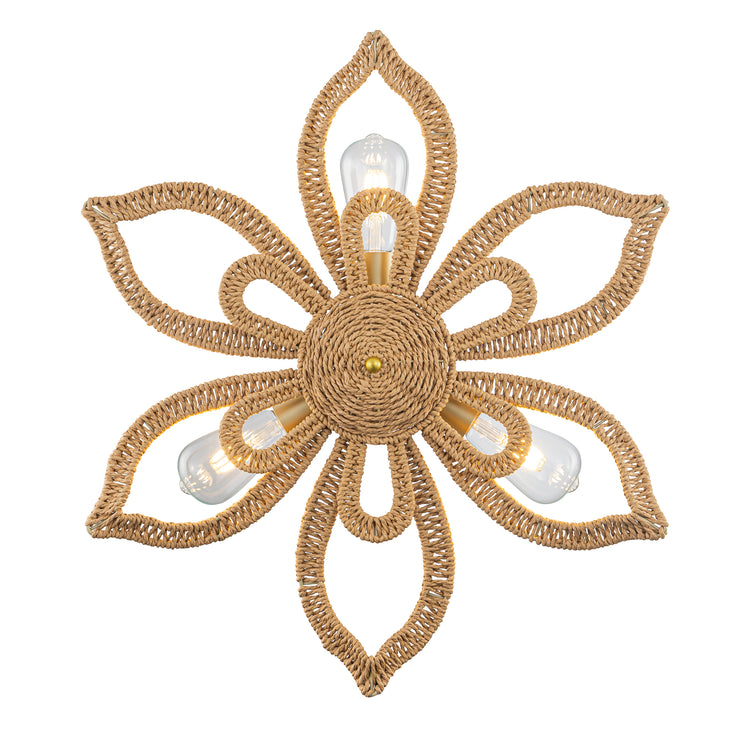 Daisy 3-light Modern Coastal Rattan Wall Sconce Flower Wall Decor Light